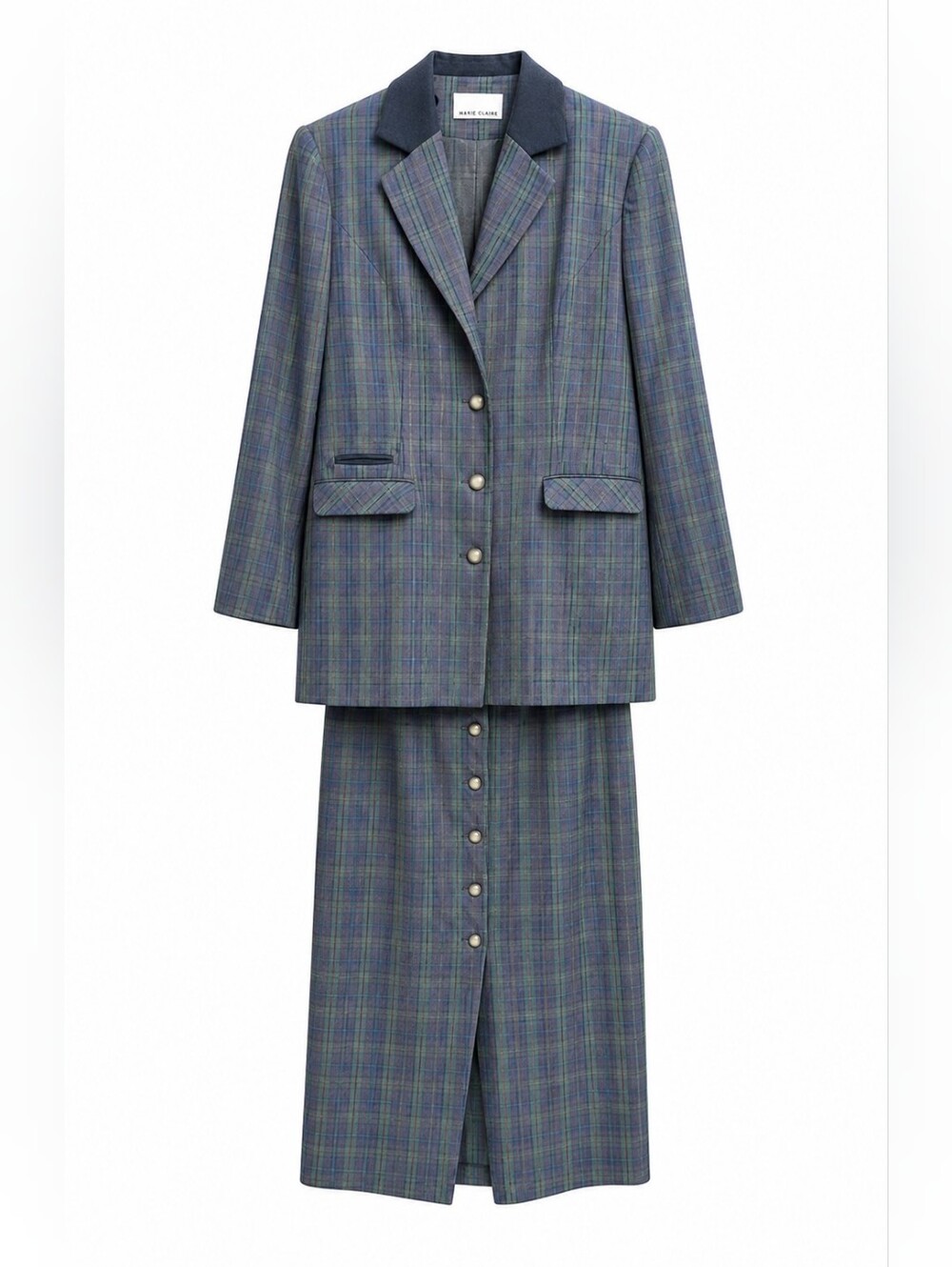 Marie Claire women's vintage tartan pencil skirt and blazer 2 piece suit size 11